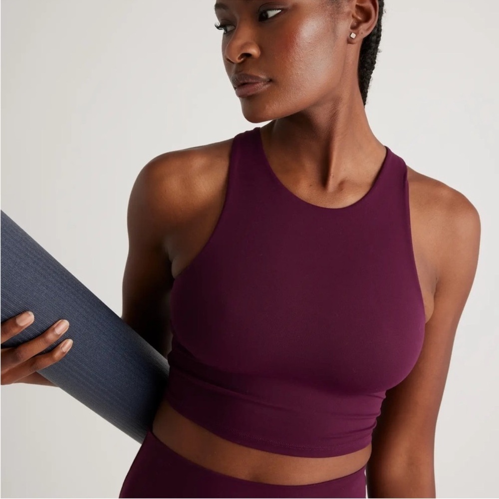 Quince Ultra-Form High-Neck Cropped Tank Plum XL
